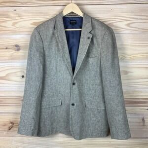 7 Diamonds Blazer Mens M Linen Cotton Beige Herringbone Sport Coat Jacket